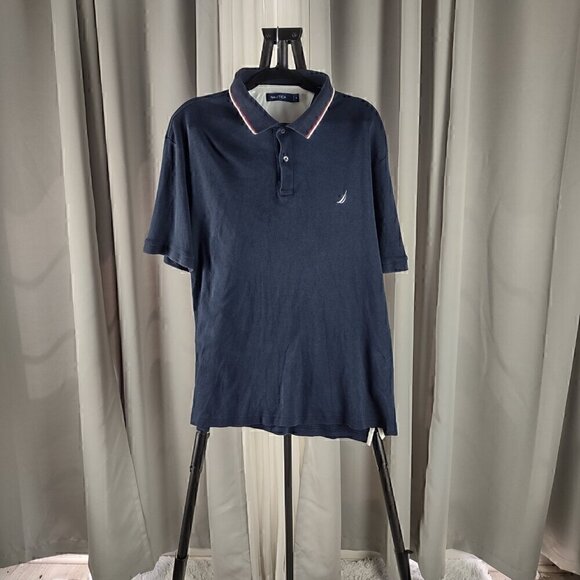 Nautica Other - Nautica Men's 100% Cotton Blue 2 Button Short Sleeve Polo Pullover Shirt Size XL